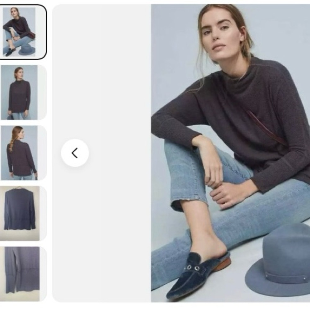 Anthropologie Eri + Ali Holdrege  XS mock Neck Ribbed Pullover Sweater in plum
